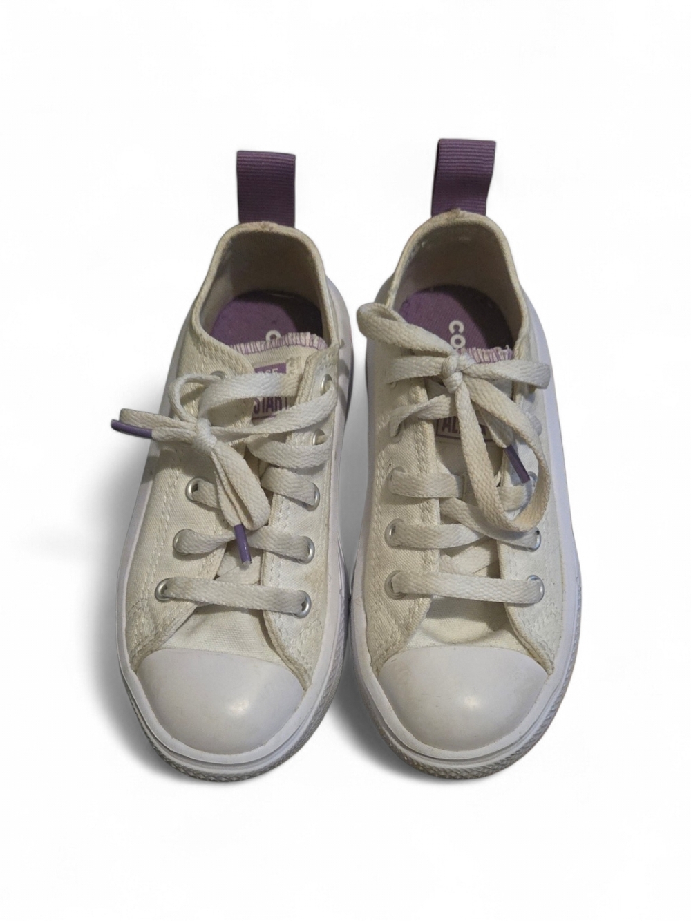 Converse Kids White Low Top Sneakers with Purple Details - Picture 3 of 6